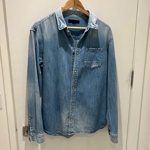 Allsaints Doomer Denim Button Down Shirt - L